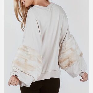 Young Fabulous & Broke Faux Fur Sleeve Sweatshirt